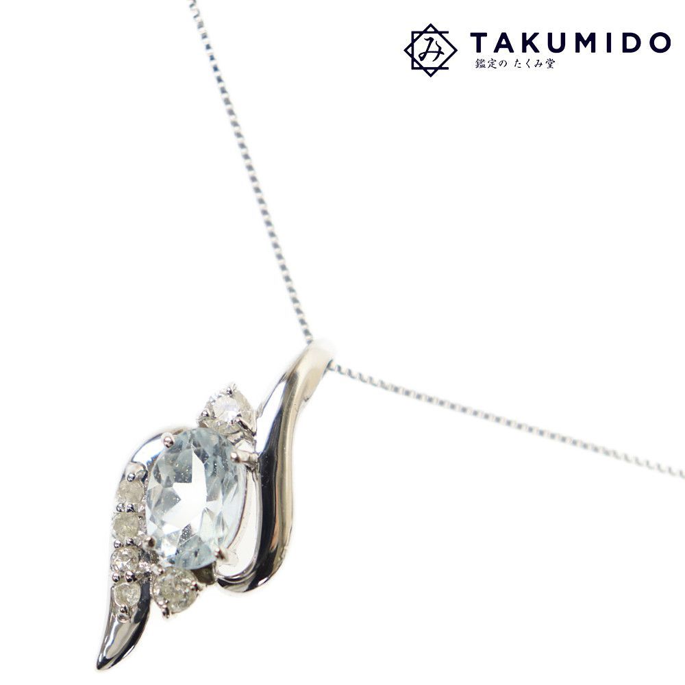 【即納】 総重量約1.3g K10WG ホワイトゴールド 0.1ct ダイヤモンド ネックレス カラーストーン ジュエリー 274366 中古AB アクセサリー その他