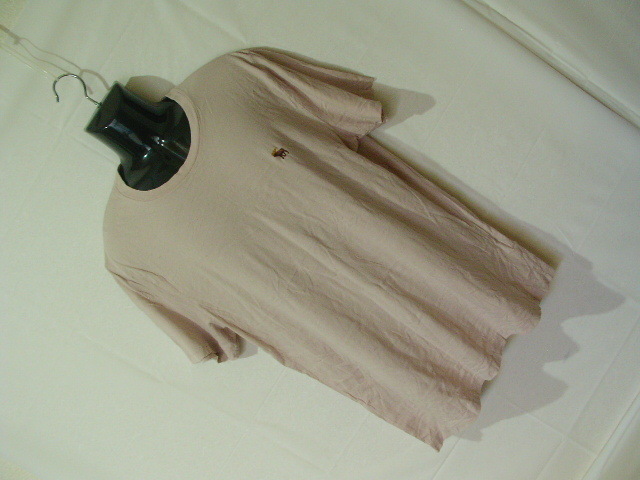 ssy7561 Abercrombie & Fitch アバクロ 半袖 Tシャツ ベージュ系 ■ 無地 ■ ワンポイント刺繍 クルーネック SOFT TEE 大きいサイズ XL_画像1