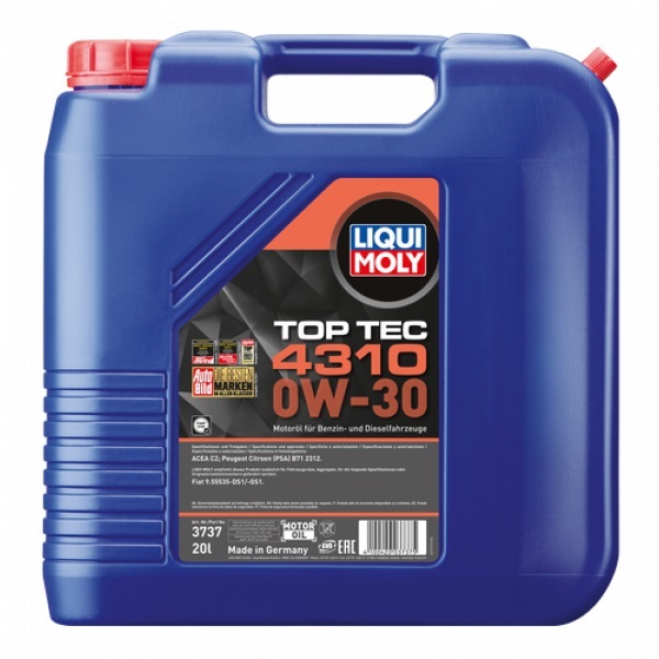 LIQUI MOLY リキモリ トップテック4310 0W30 20L 3737 LIQUI MOLY リキモリ エンジンオイル 0W-30 20L 20リットル TOP TEC 4310_画像1