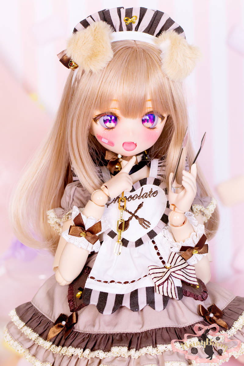 【RAINYBUNNY】DDH01 フレッシュ肌ヘッド＋天使の瞳アイ＋舌パーツ＋チョーカ＋ミュージアムジェル（5点セット）難ありドールフィドリーム_画像4