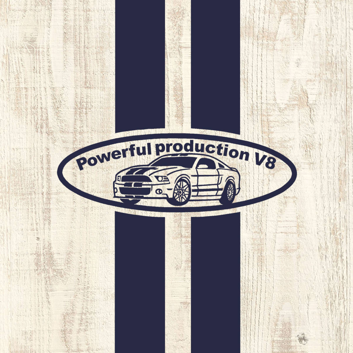■PRODUCTION V8 Tシャツ■XLサイズ（ホワイトxネイビー）アメリカ アメ車 フォード マスタング シェルビー FORD MUSTANG SHELBYの画像2
