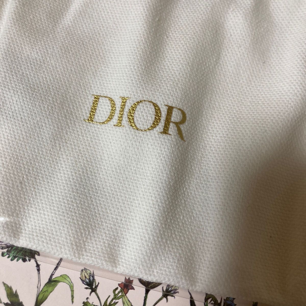 【新品】Dior/巾着袋ホワイト×ゴールドロゴ