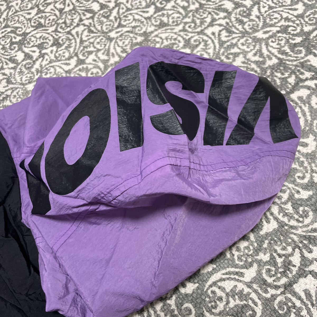 VISION STREET WEAR Vision Street wear nylon jacket M size purple black purple black with a hood .