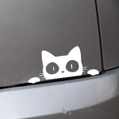 猫　ステッカー　白　黒　2枚セット　かわいい　カーステッカー　装飾　デカール　お洒落　ワンポイント_画像2