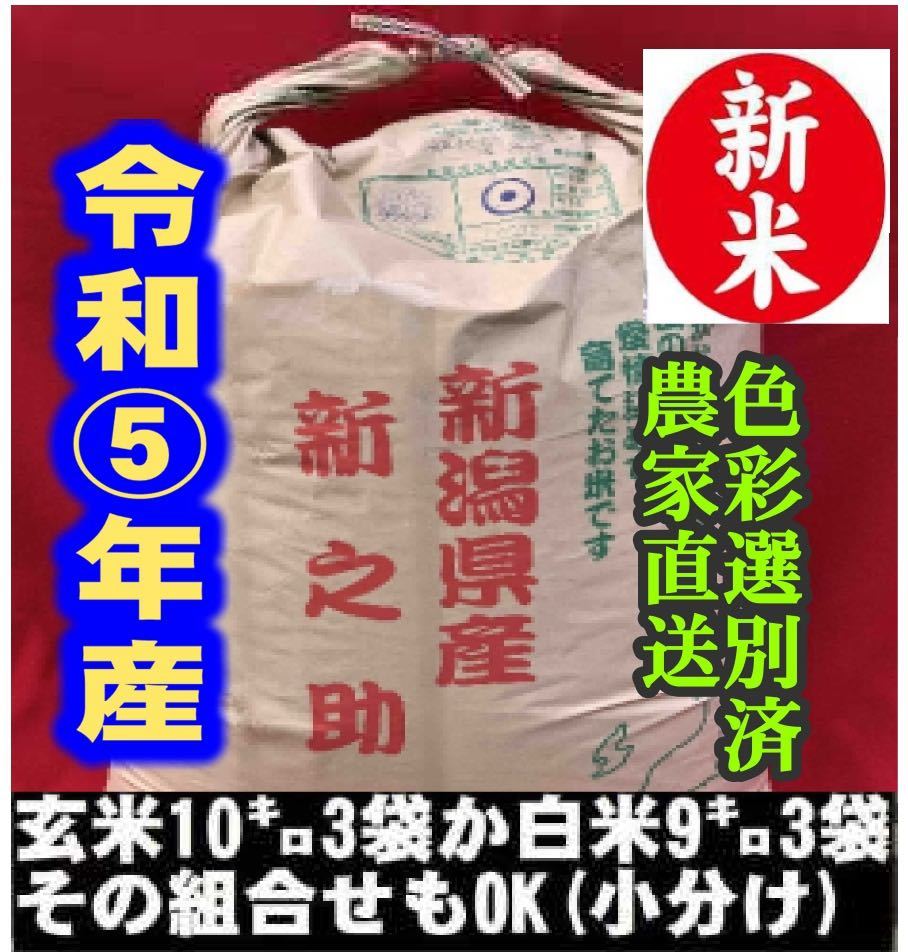 新米・令和5年産玄米新潟新之助 30kg（10kg×3）精米無料★農家直送 色彩選別済0の画像1