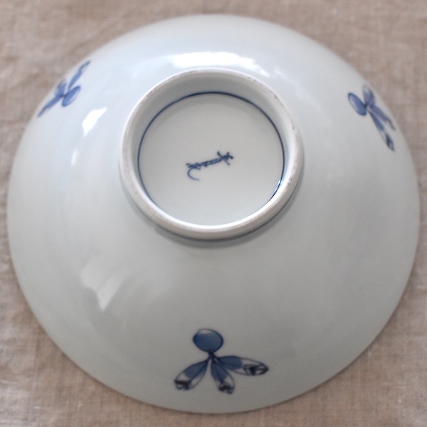 shi. kiln blue flower hand .....6.5 size porcelain bowl 