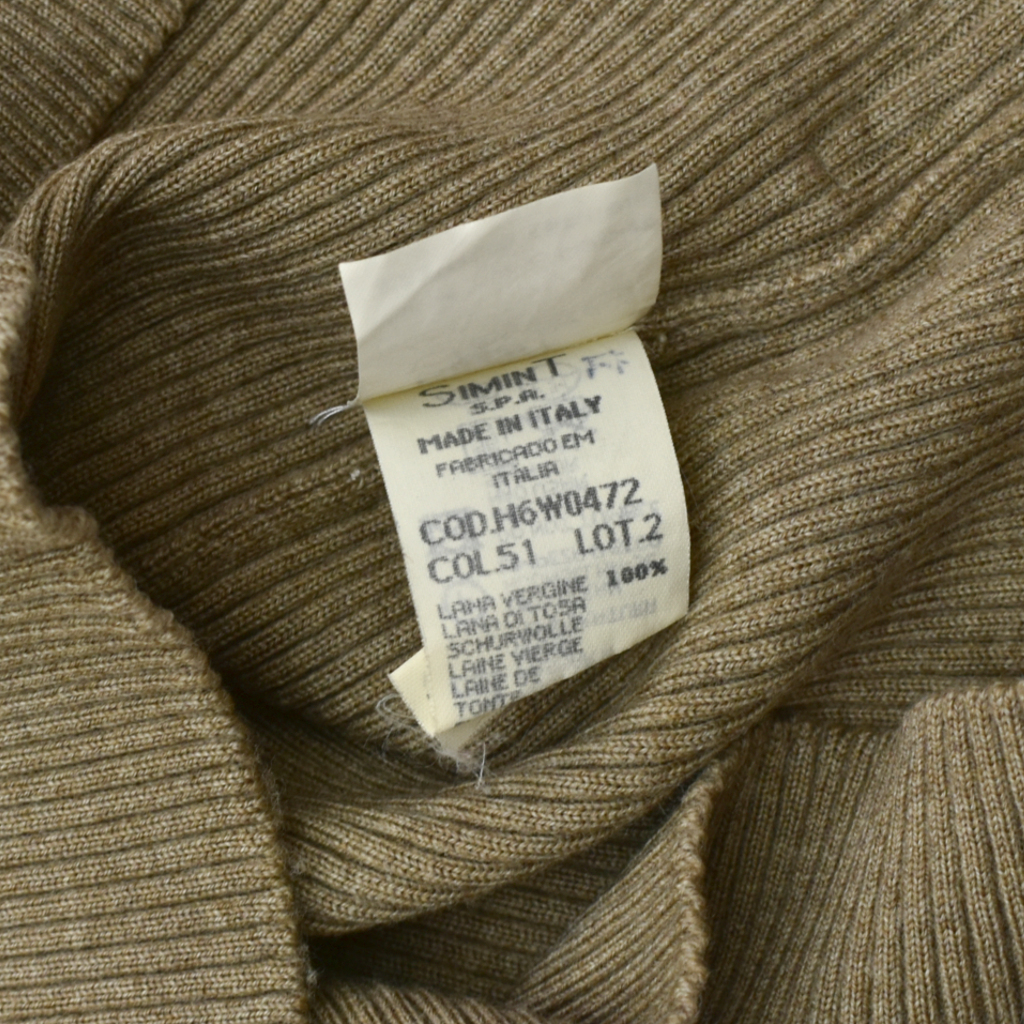 90s vintage ARMANI JEANS アルマーニジーンズ イタリア製 リブ編み タートルネック セーター ウール モカ size.XL_画像5