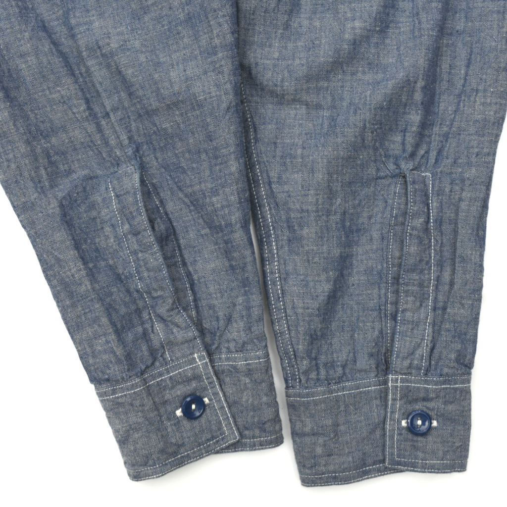 美品 バズリクソンズ BR25995 ブルー シャンブレー ワークシャツ VINTAGE U.S.NAVY 1950sモデル size.16-16 1/2 日本製 _画像4