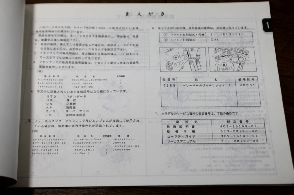 ヤマハ　TW200E　4CS2　パーツカタログ　パーツリスト　134CS-010J1　1版　1993.7　_画像6