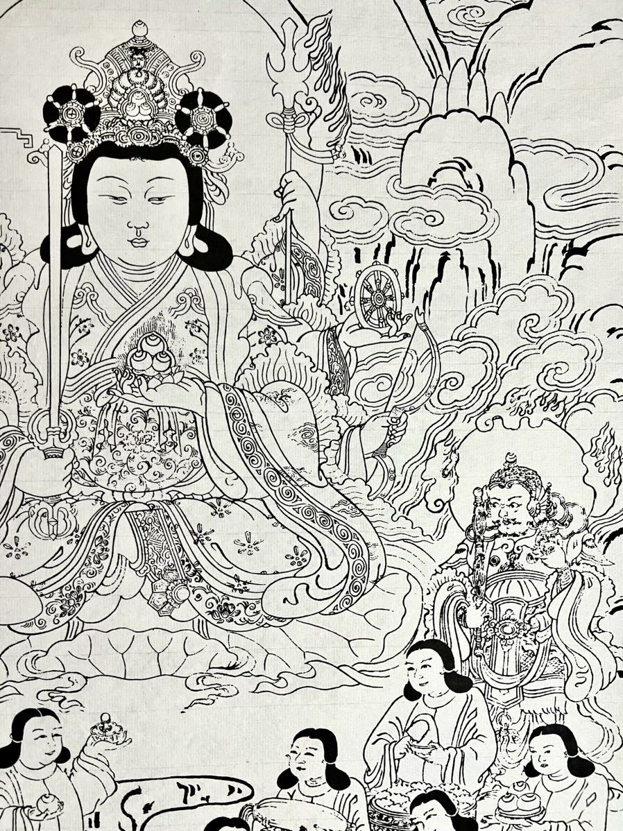 [複製] [絵画] 無銘無落款「八手観音」紙本 工芸 仏画 仏教美術 八手観音菩薩 千手観音 天界 鳥獣 日本画 掛軸_画像8