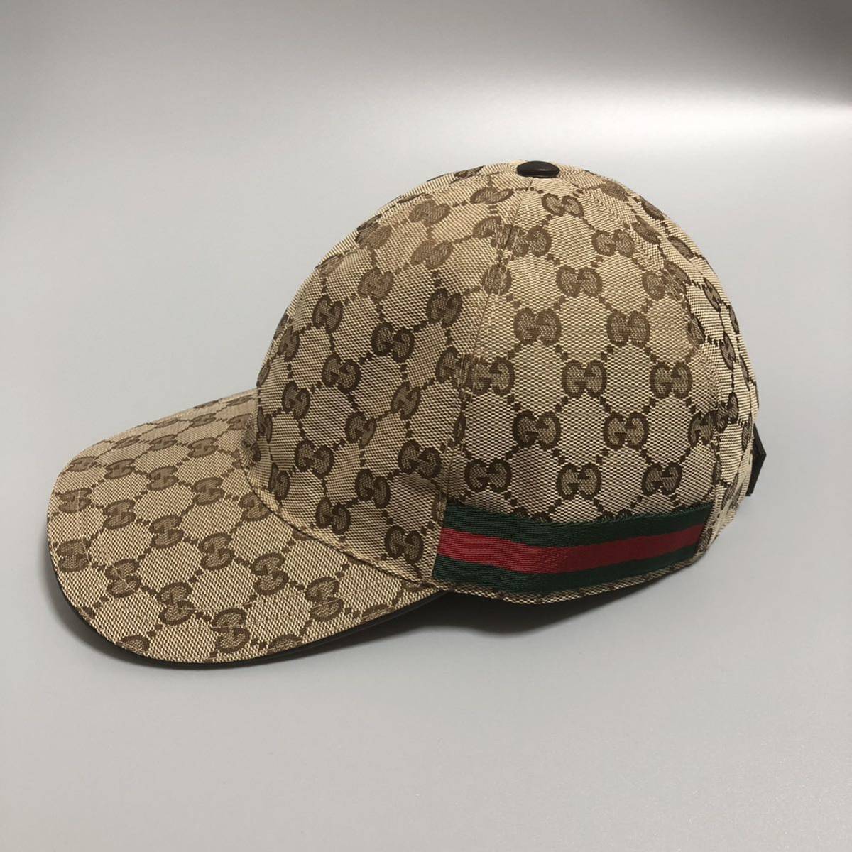 GUCCI グッチ GGキャンバス キャップ 帽子 200035 ウェブライン L #59 メンズ レディース ベースボールキャップ 中古_画像1