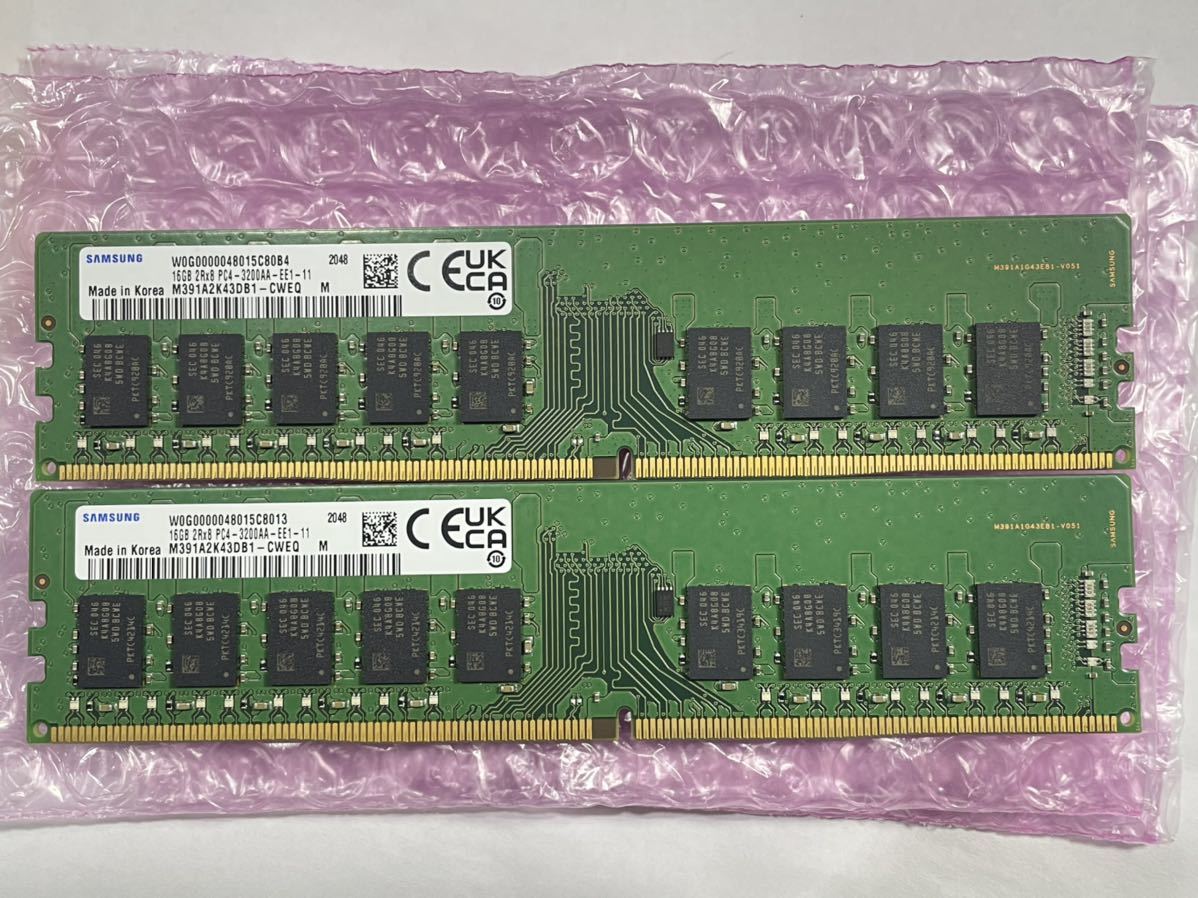 SAMSUNG PC4 3200 16GB×2（32GB） ECC DDR4._画像1