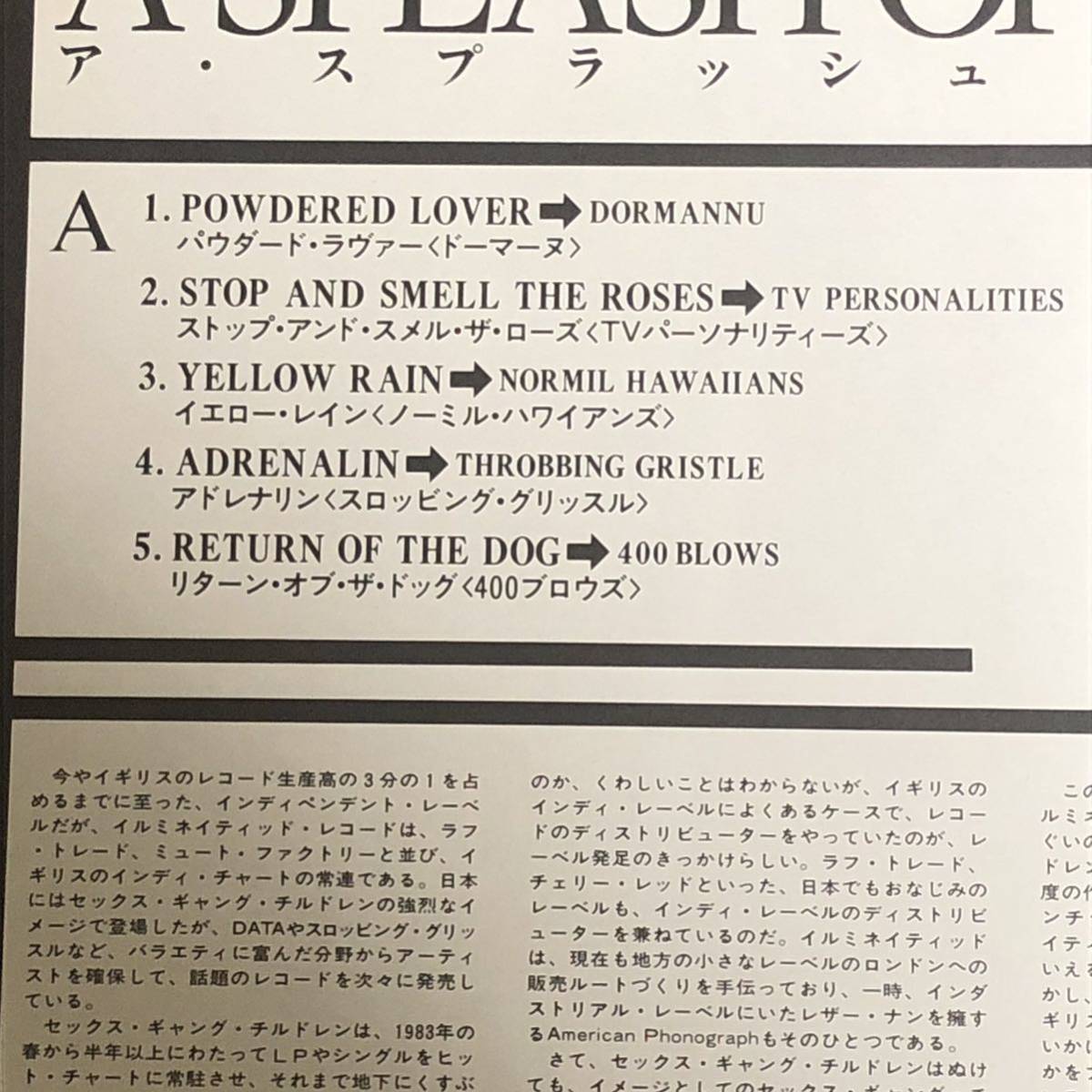 A SPLASH OF COLOUR (LP) THROBBING GRISTLE SEX GANG CHILDREN TV PERSONALITIES 400 BLOWS DORMANU NEW WVE POST PUNK INDUSTRIAL GOTHIC_画像6