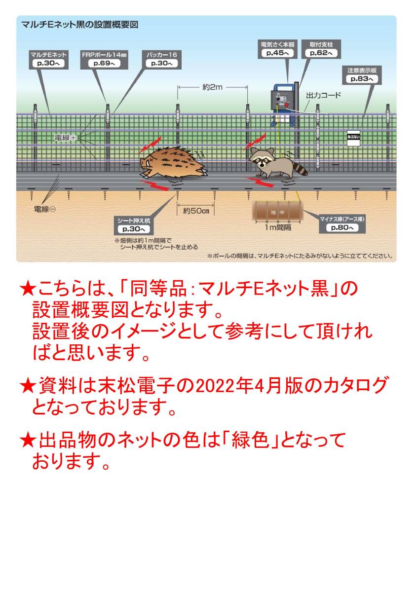 ★約58%0FF★マルチEネット50m,緑色,1巻★アライグマ,アナグマ,ハクビシン,狸,イタチ,猫など,猪～小動物の対策★農作物を護る,電気柵(電柵)_画像7