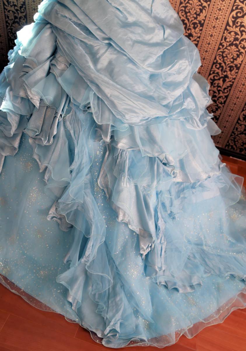 LANCETTY high class wedding dress 7 number 8 number S~M size light blue color dress made in Japan 