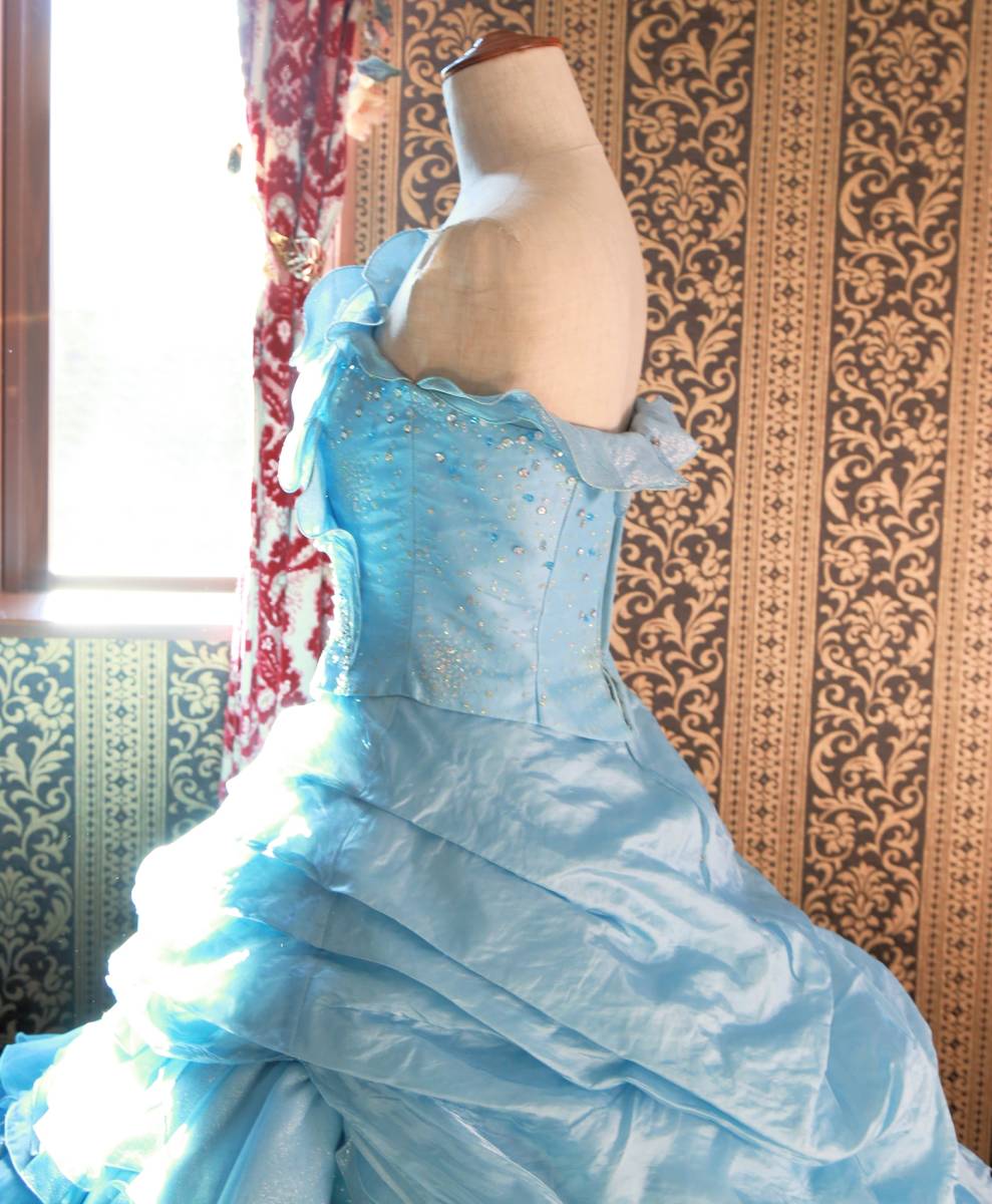 LANCETTY high class wedding dress 7 number 8 number S~M size light blue color dress made in Japan 