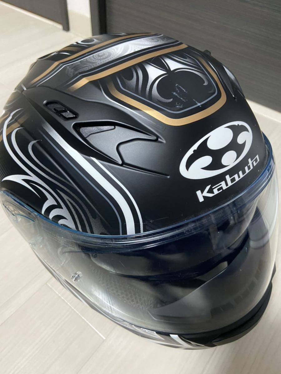 OGK KABUTO KAMUI-3 JAG カムイ3 ジャグ　フルフェイスヘルメット　フラットブラックゴールド　Mサイズ57〜58cm_画像3