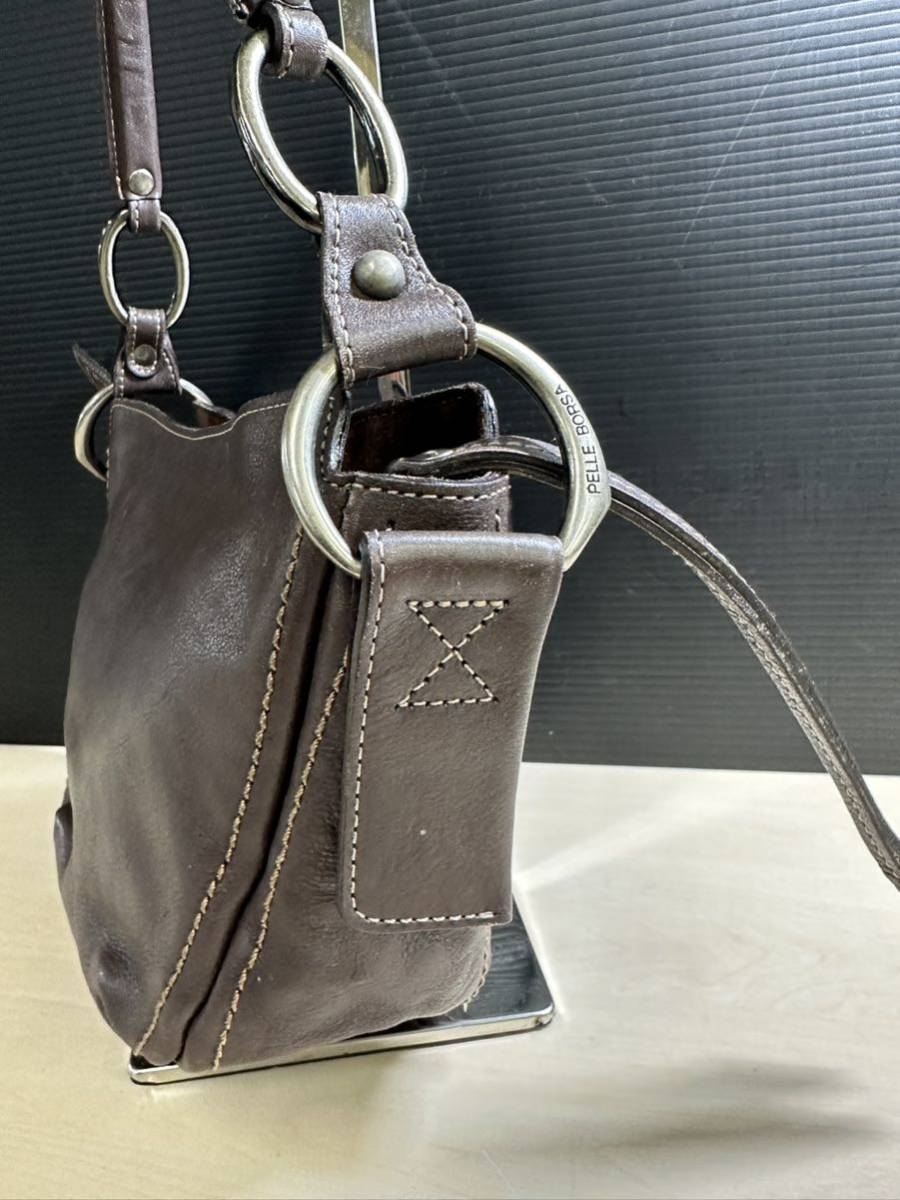 ペレボルサ PELLE BORSA ハンドバッグ レザー ブラウン 茶 レディース_画像5