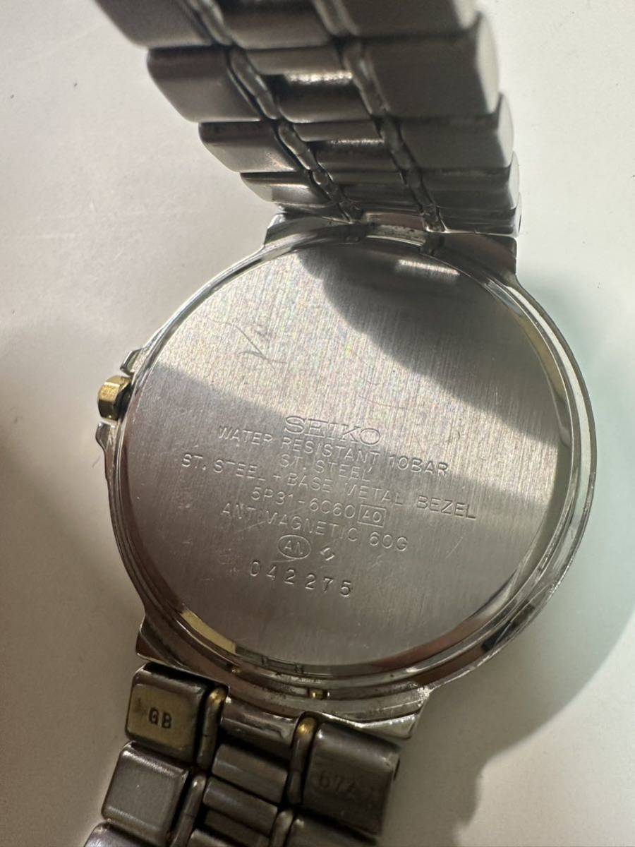 稼働 SEIKO セイコー QZ 5P31-6C60 カデット ネイビー文字盤 ラウンド メンズ腕時計 _画像7