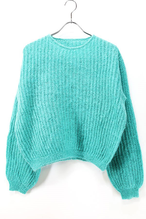 Used Womens 80s-90s Unknown Turquoise Shaggy Wide Knit Size L 相当 古着