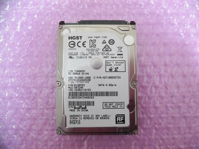 HITACHI (HTS721010A9E630) 1TB 7200rpm 32M ★使用147時間★_画像1