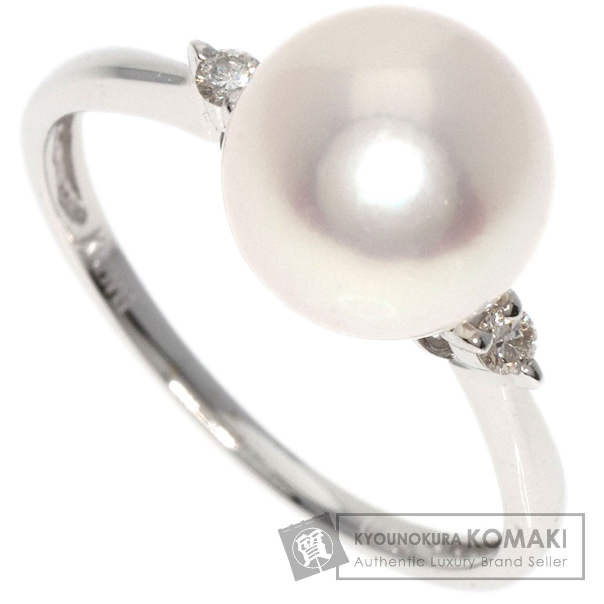 ジュエリー アコヤパール 真珠 ダイヤモンド リング・指輪 K18ホワイトゴールド 中古_画像1
