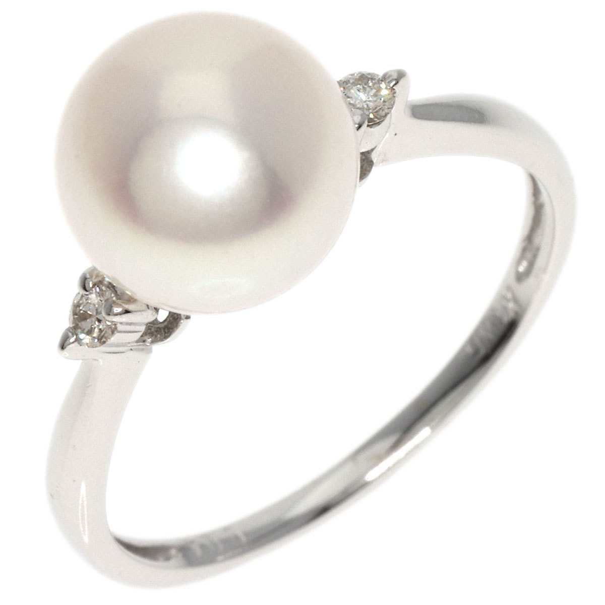 ジュエリー アコヤパール 真珠 ダイヤモンド リング・指輪 K18ホワイトゴールド 中古_画像2