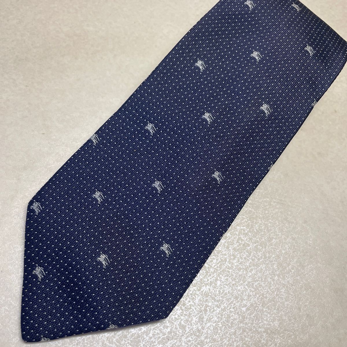  быстрое решение! произведена чистка # Burberry шланг Mark общий рисунок высококлассный шелк галстук темно-синий # точка синий серия 