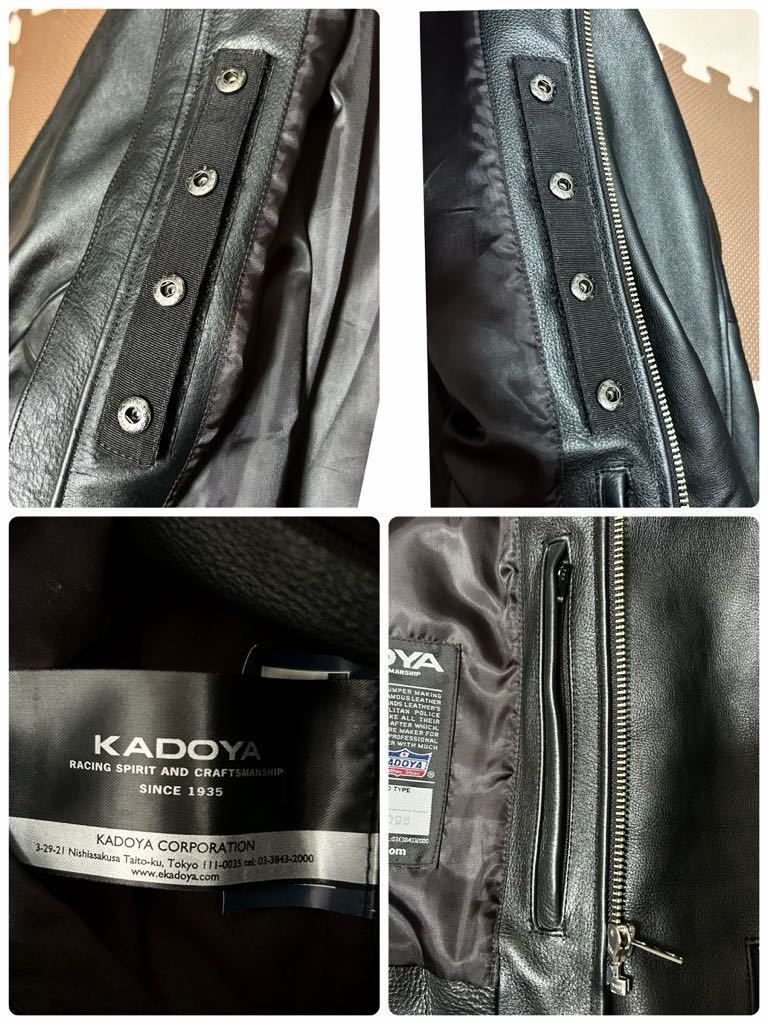 送料無料 カドヤ KADOYA シングル　ライダース　レザー　ジャケット　プロテクター　付き　革ジャン　本革　サイズ　L_画像9