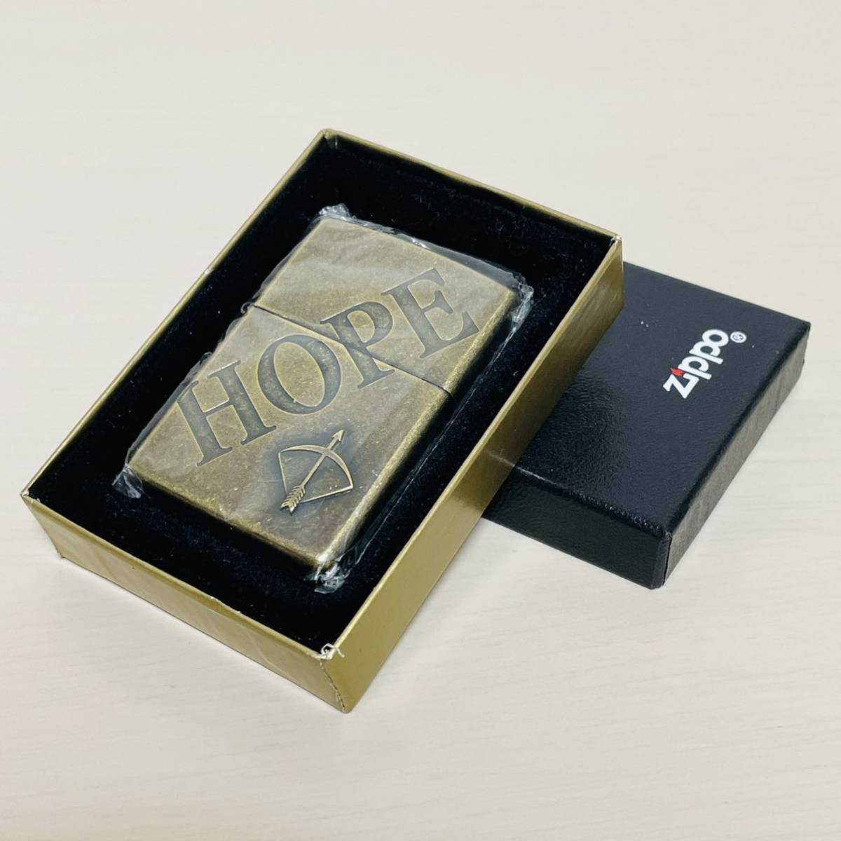 ZIPPO ジッポー ジッポ HOPE ホープ ロゴ 真鍮 古美仕上げ ゴールド 2000年製 ライター タバコ