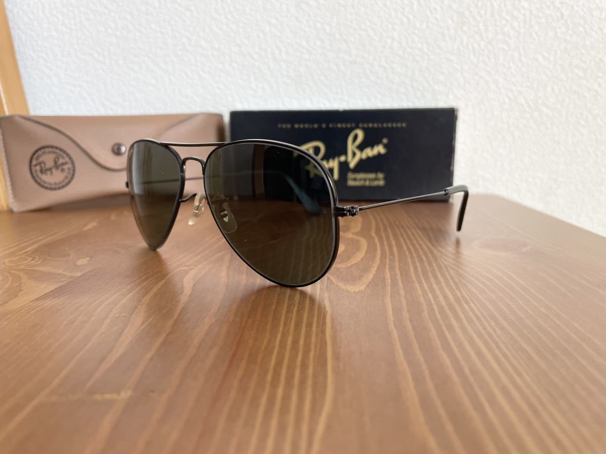 箱付き B&L RayBan USA ボシュロム レイバン クラシック メタル ブラック 黒 G15 58mm ビンテージ ティアドロップ サングラス アビエーター_画像4