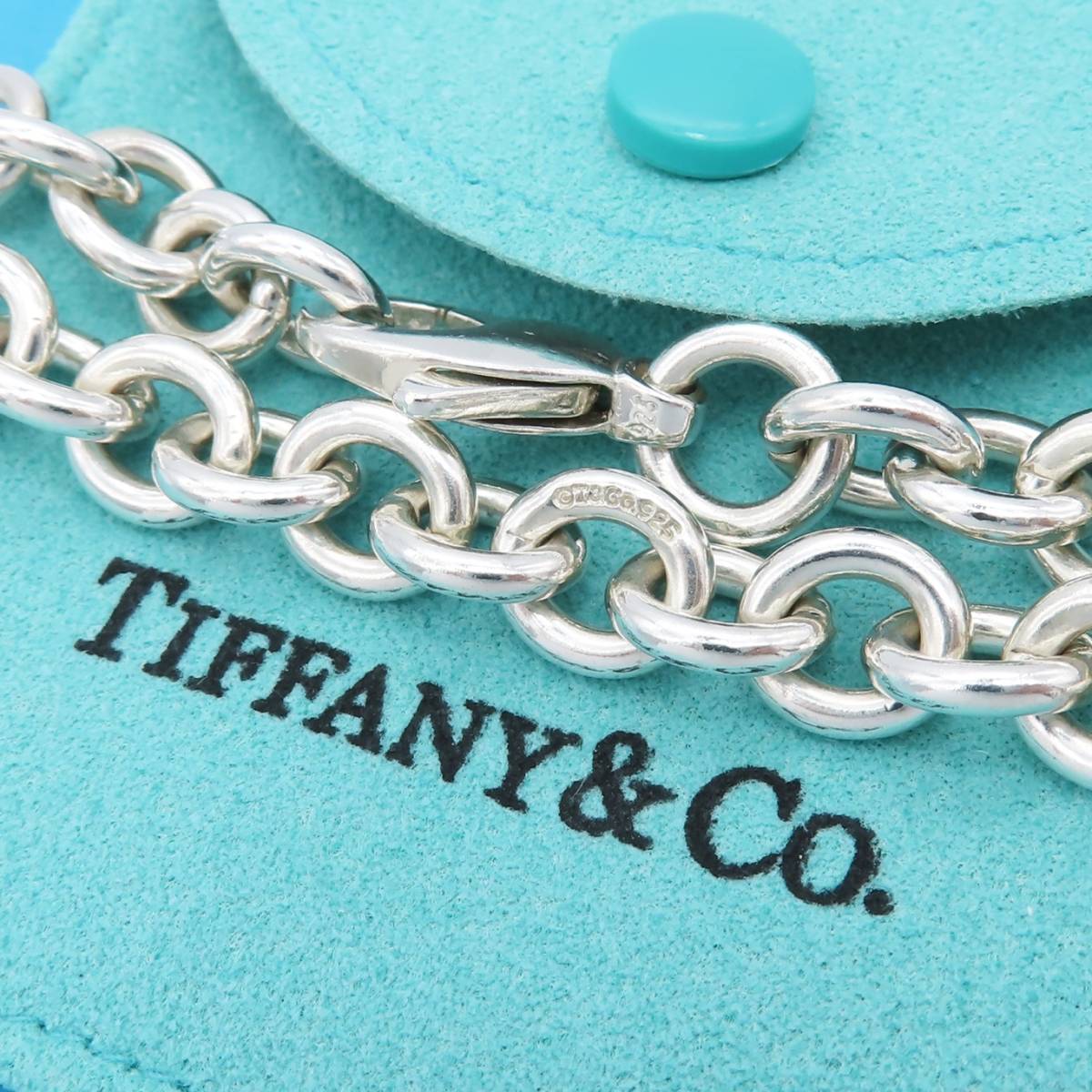 【送料無料】 美品 Tiffany&Co. ティファニー ドーナツ リング シルバー ブレスレット チェーン SV925 OK16の画像4