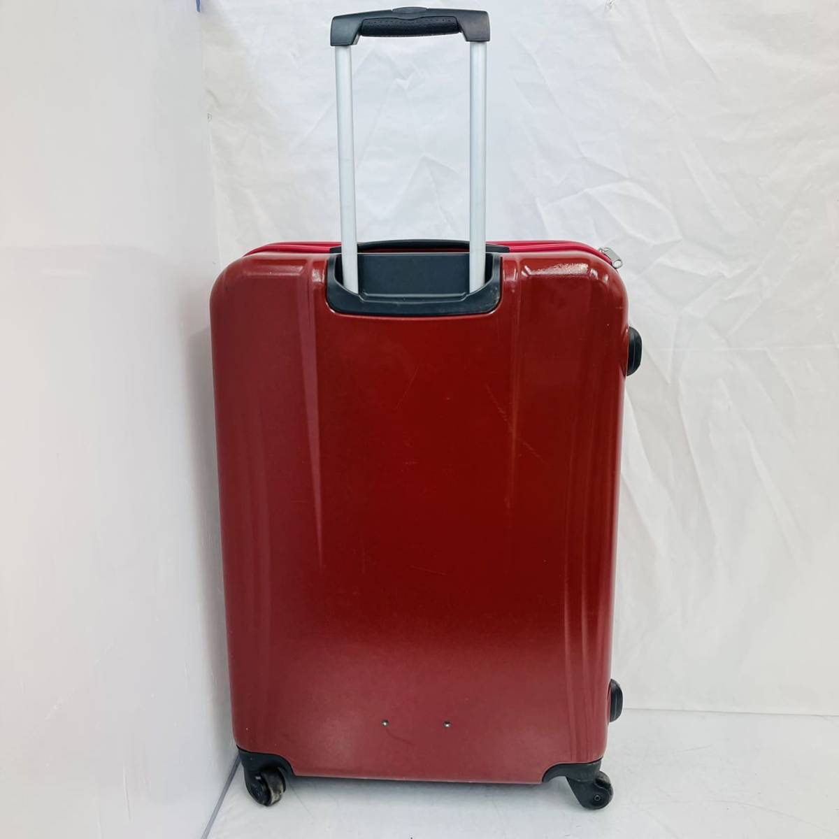 11SD18 protecA プロテカ キャリーケース 赤 70×50×26 スーツケース 鍵なし 中古 現状品 動作未確認_画像5