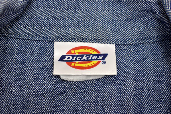 T-0188★Dickies ディッキーズ★IDEL しっかりした ヘリンボーンデニム ツナギ オールインワン サロペット 作業着 M-L_画像4