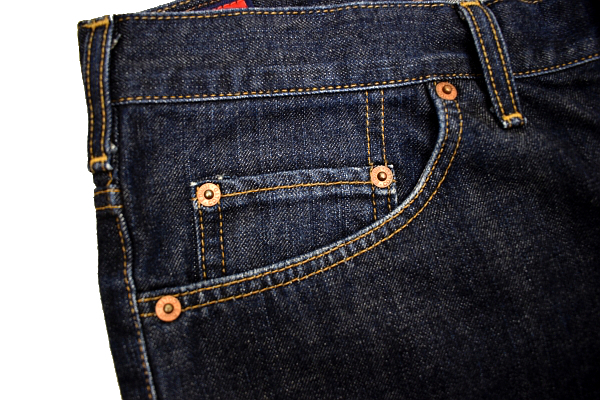 K-4163* beautiful goods *EDWIN Edwin 50303 503 REGULAR* men's man made in Japan dark blue indigo Denim leather patch strut jeans W-38