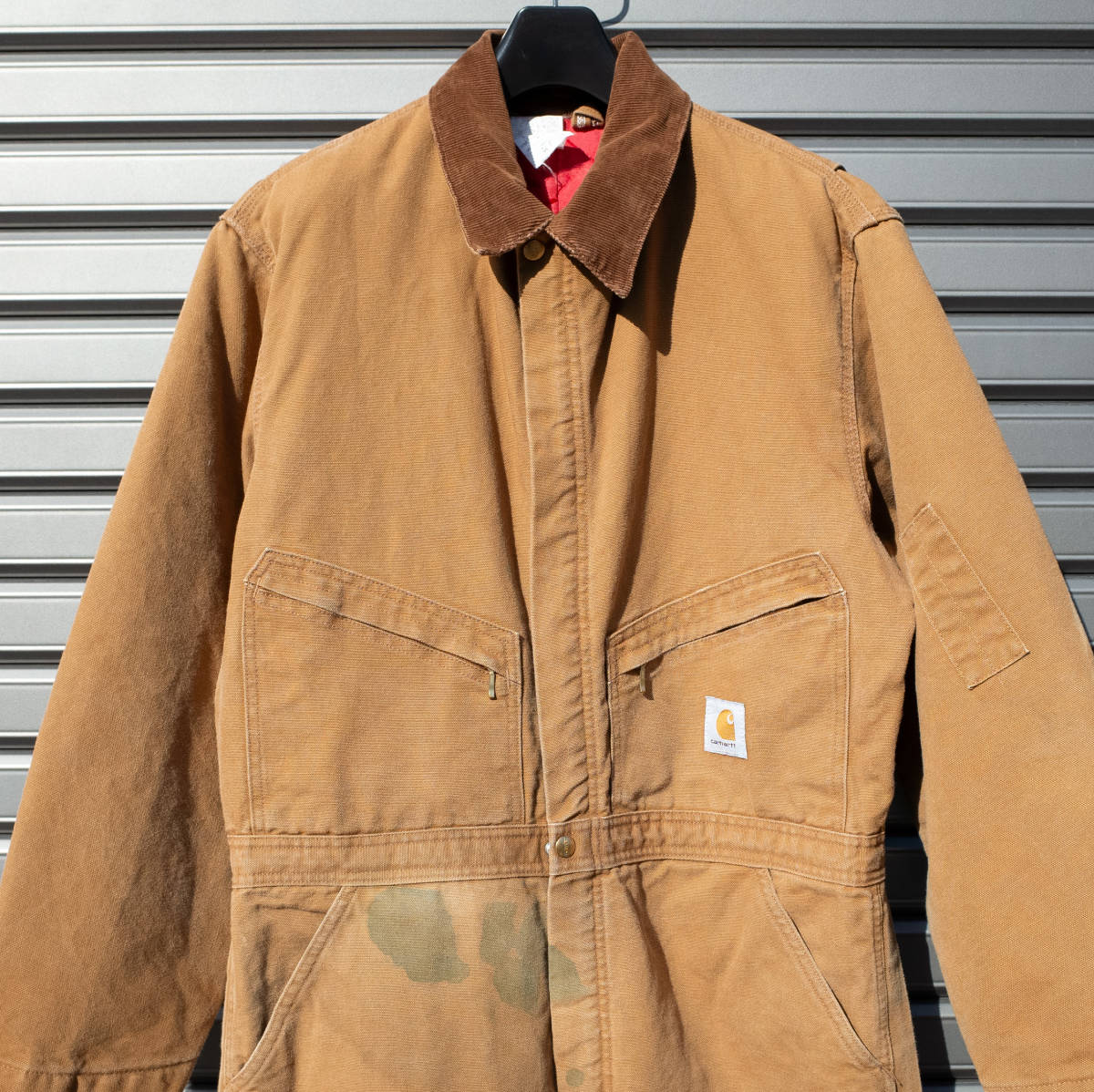 44 / Carhartt カーハート オールインワン ツナギ ダック地 コットン ワーク キャメル 中綿 キルティング 秋冬 作業着 ストリート_画像3