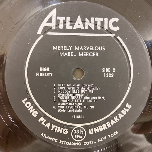 ●即決VOCAL LP Mabel Mercer / Merely Marvelous 1322 jv5562 米オリジナル、黒 Dg Mono メーベル・メーサー_画像4