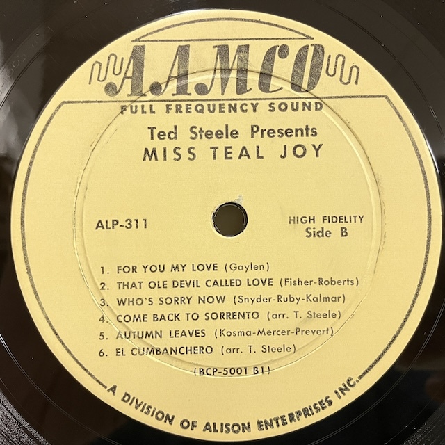 ●即決VOCAL LP Teal Joy / Ted Steele Presents alp311 jv5713 米盤60年代のプレス、アムコ盤 Dg Mono ティール・ジョイ_画像4