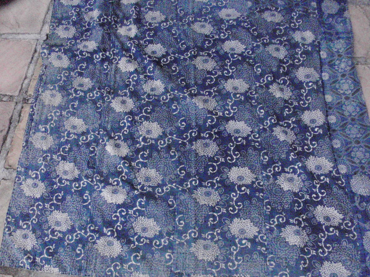 藍型染め　刺し子敷物　大正　昭和期アンティーク品