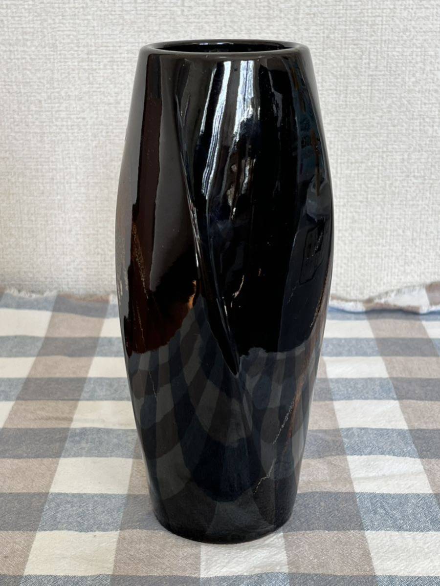 御浜窯 花瓶 高さ約21.5cm 管理A1988 南紀勝浦 陶器 花器 フラワーベースふ_画像2