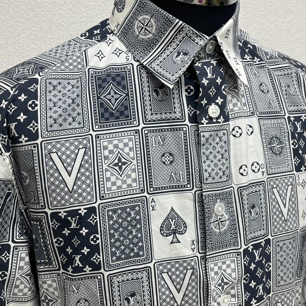  high class LOUIS VUITTON Louis Vuitton 18AW cotton monogram playing cards pattern long sleeve shirt men's HFS08W HKU