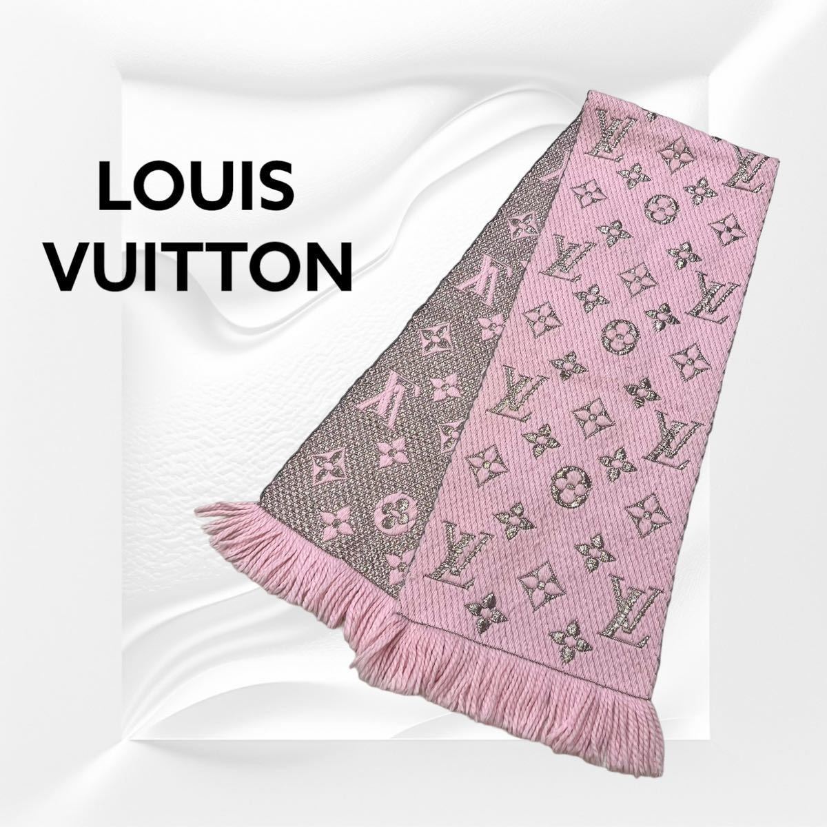 高級 LOUIS VUITTON ルイヴィトン エシャルプ・ロゴマニア シャイン ウール シルク混 モノグラム マフラー GM0136 M70466_画像1