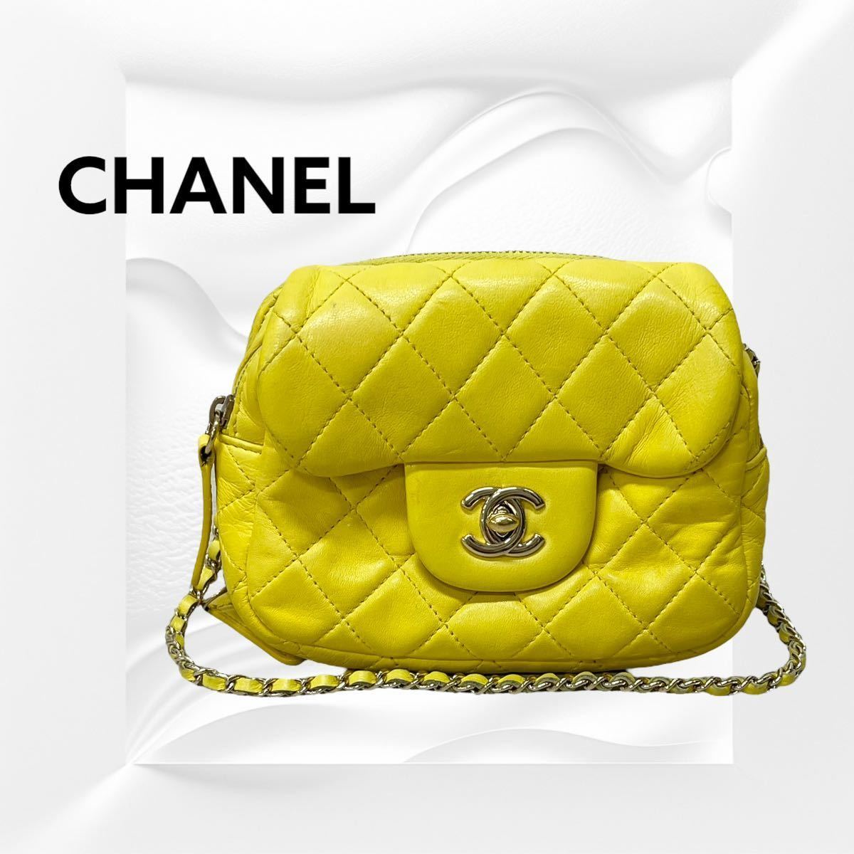 高級 CHANEL シャネル １５番台 ココマーク ターンロック ラムスキン マトラッセ ミニフラップ チェーン ウォレット ショルダーバッグ_画像1