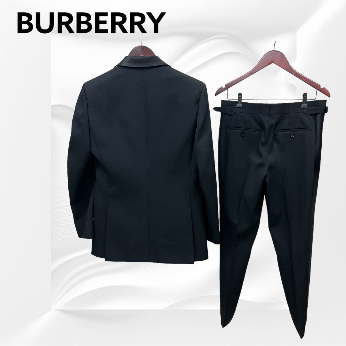 タグ付き BURBERRY バーバリー サテンラペル テーラードジャケット＆サイドライン スラックパンツ セットアップスーツ 8048204  8048205