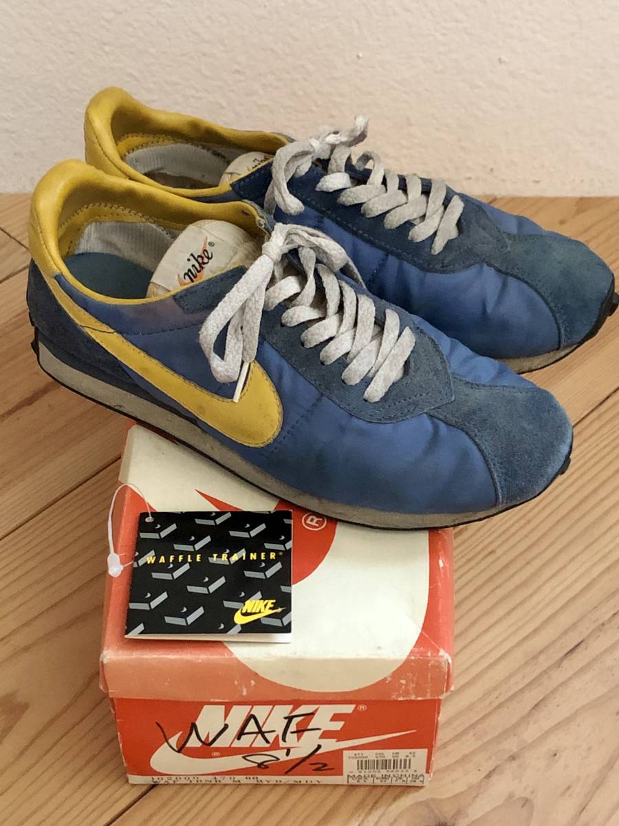 91年製 NIKE ナイキ スニーカー WAFFLE TRAINER ワッフルトレーナー US8.5(26.5cm) RYB/MDY(ブルー×イエロー)　箱付き・希少_画像2