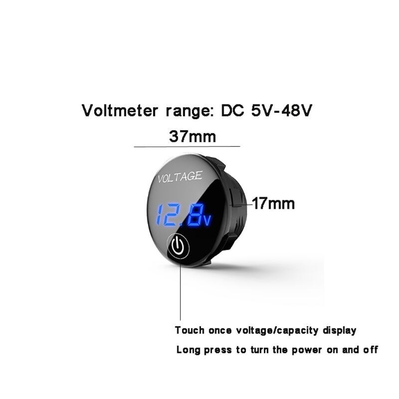 LEDパネル付き電圧計　オートバイ　5V-48V　DC　デジタル電圧計　容量ディスプレイ　オン/オフボタン付き　A1685_画像8