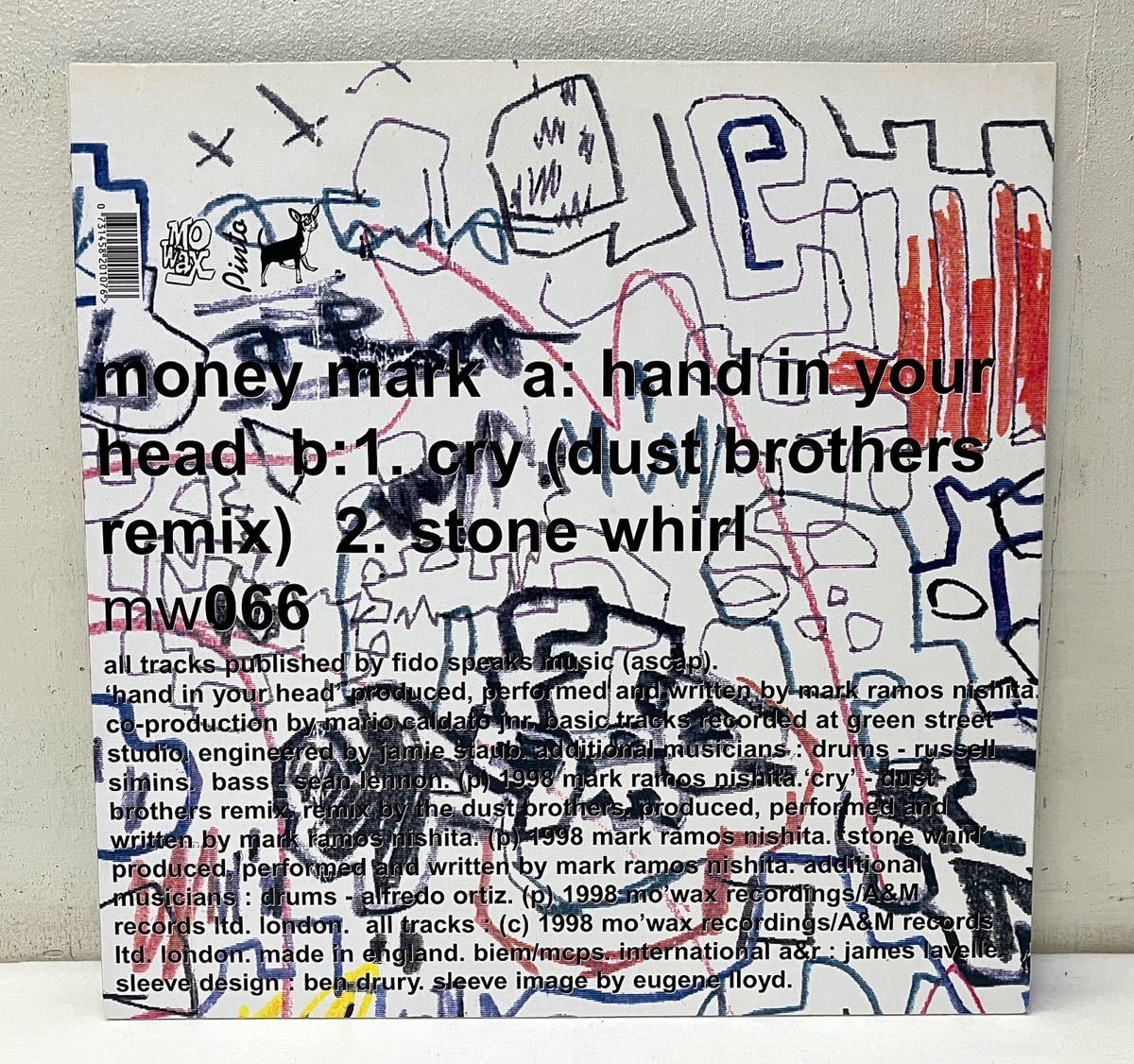 X110311▲UK盤 money mark/Hand In Your Head LPレコード マニー・マーク/Mo Wax/mw066/Dust Brothers Remix_画像2