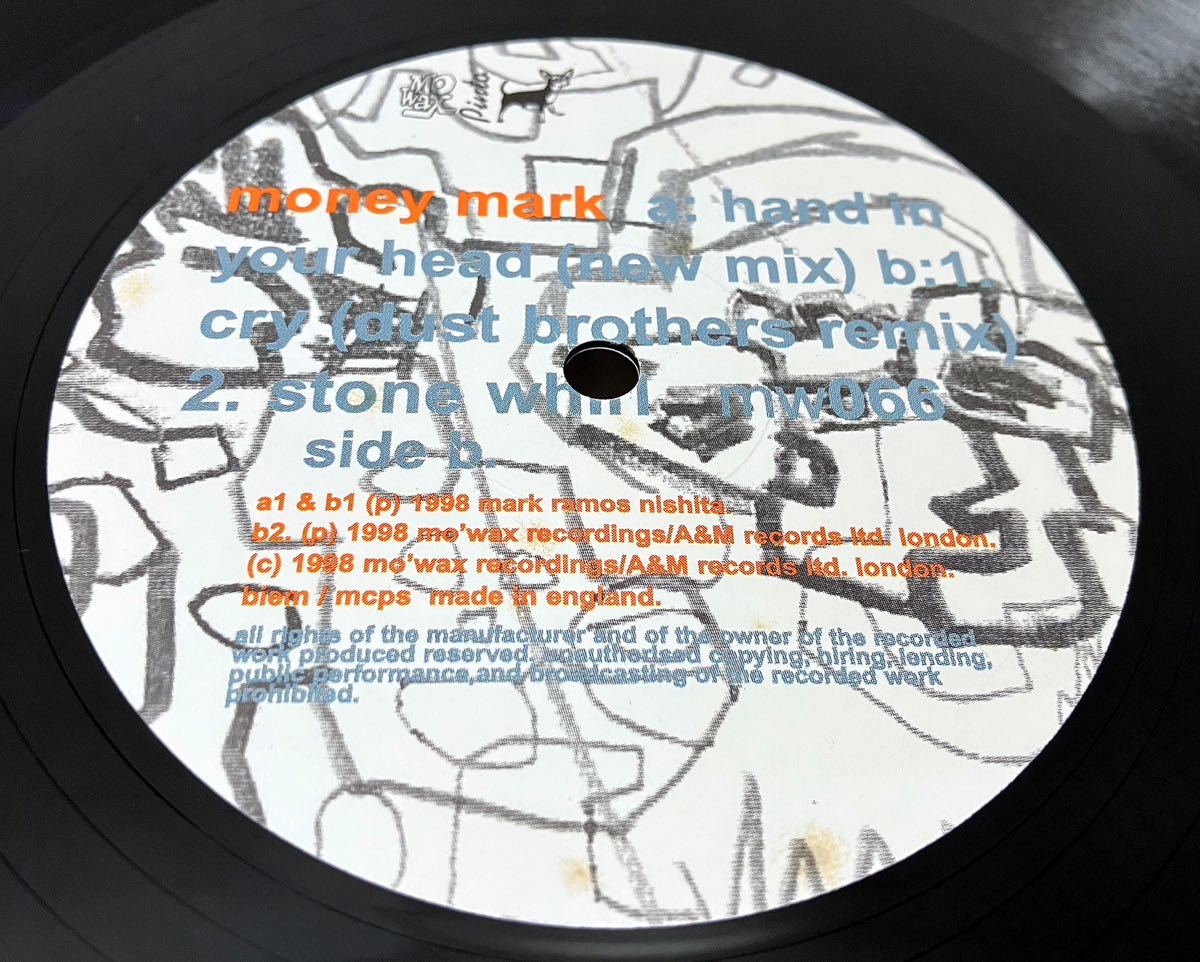 X110311▲UK盤 money mark/Hand In Your Head LPレコード マニー・マーク/Mo Wax/mw066/Dust Brothers Remix_画像3