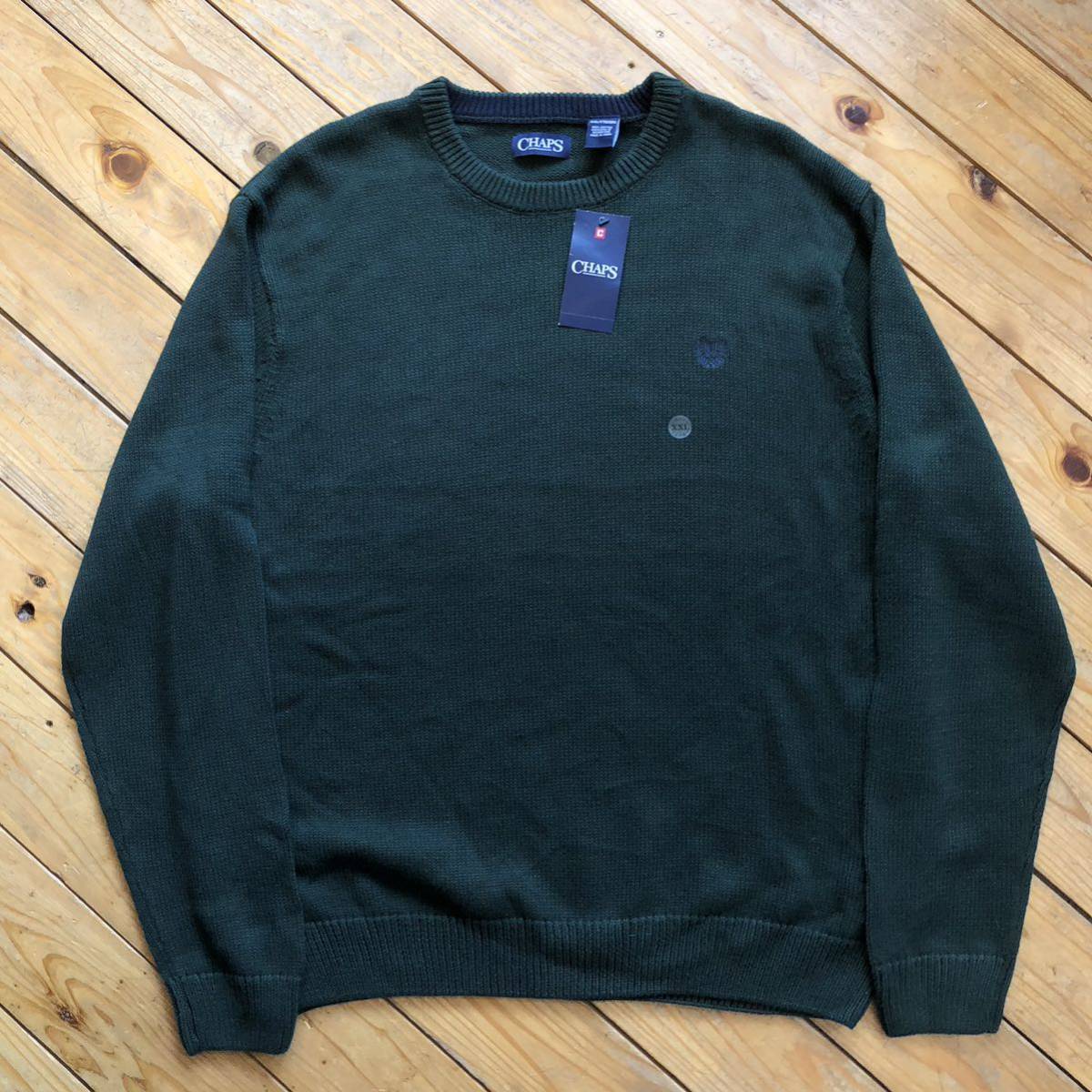  новый товар CHAPS chaps хлопок вязаный мужской размер XXL зеленый American Casual America скупка casual свитер с биркой не использовался товар S0743