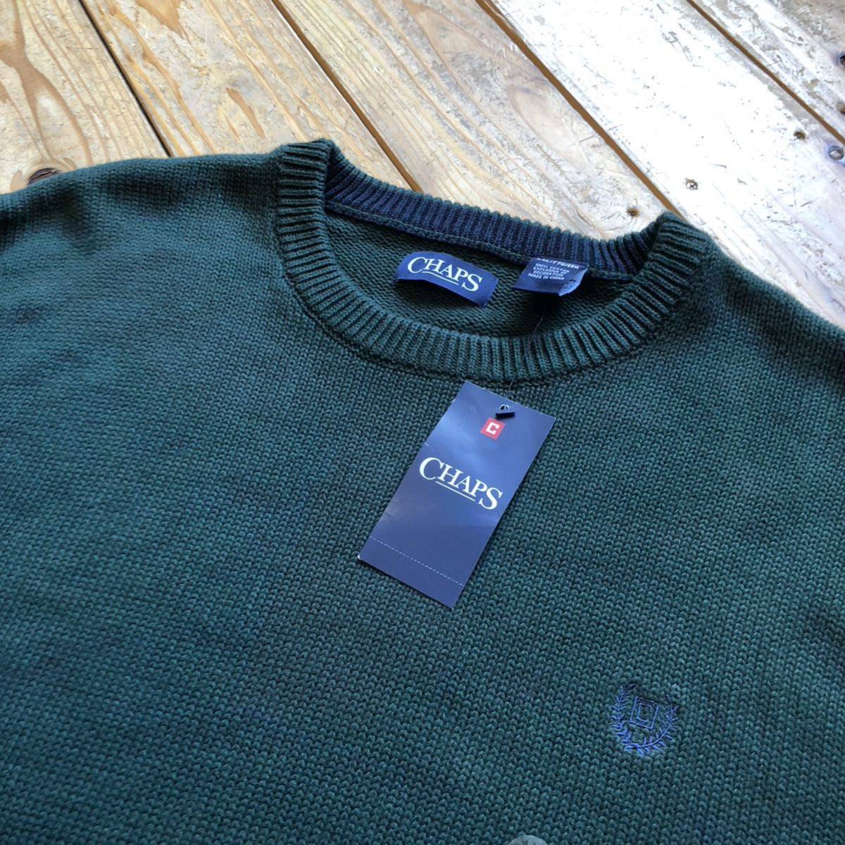  новый товар CHAPS chaps хлопок вязаный мужской размер XXL зеленый American Casual America скупка casual свитер с биркой не использовался товар S0743